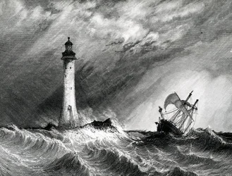 Eddystone Lighthouse, tryk lavet af W.B. Cooke, 1836